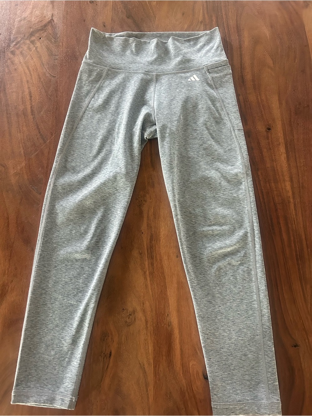 Adidas Women’s Grey Heather Athletic Leggings with Side Pockets - Size M